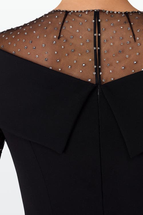 Jenny Packham Etienne Crystal Illusion Off-the-shoulder Gown In Black
