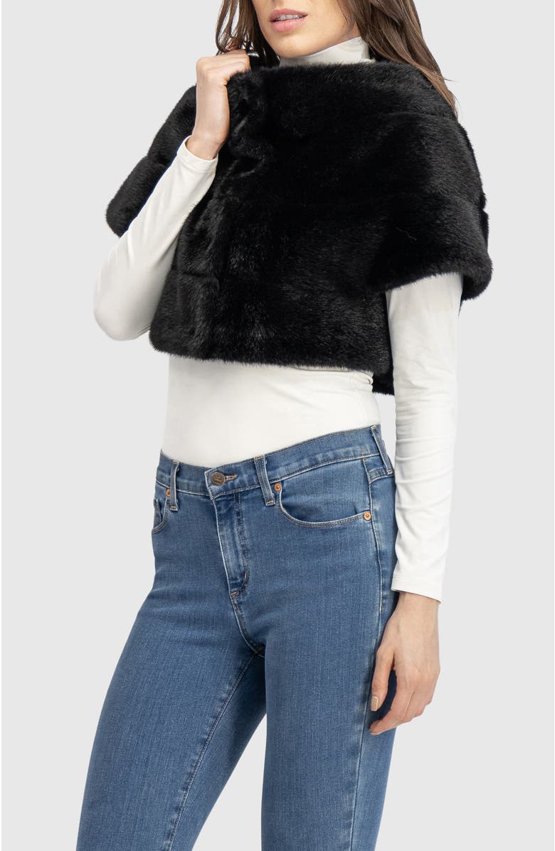 Lyla Grant Fur-Free Mink (Faux Fur) Capelet, Alternate, color, Black