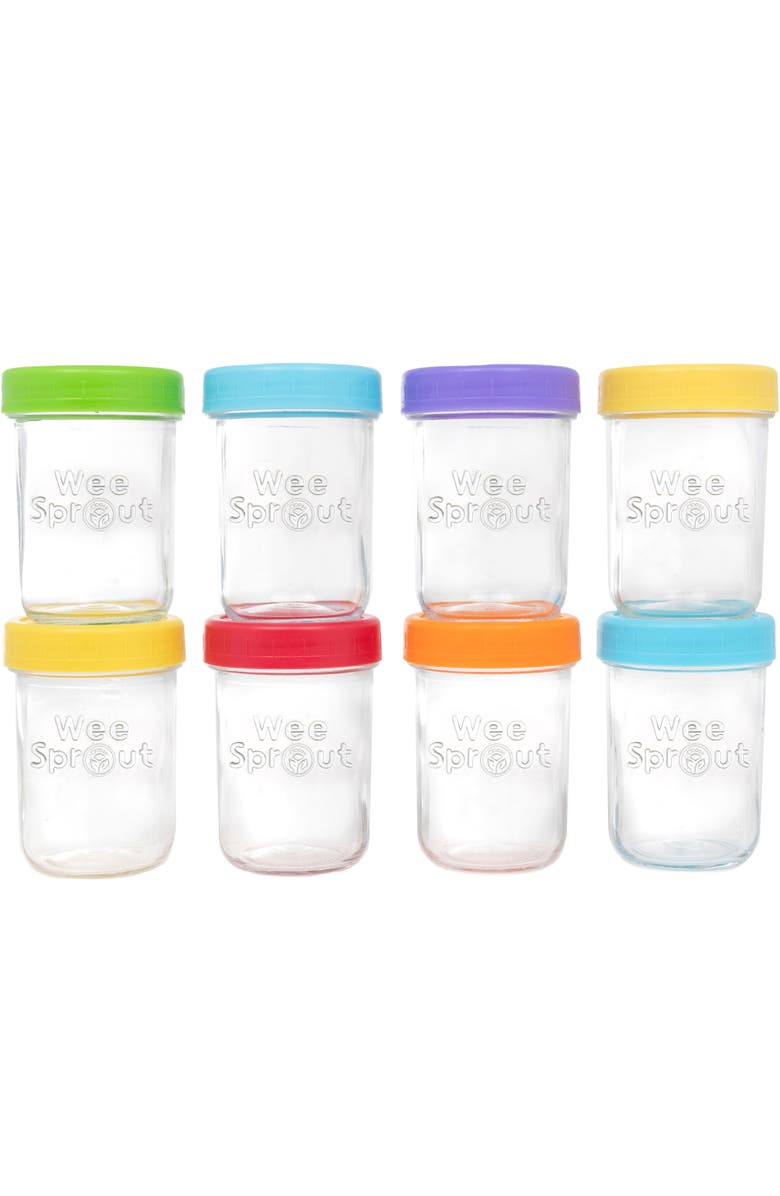 WeeSprout Glass Baby Food Storage Jars w/ Lids, Main, color, Bright Variety