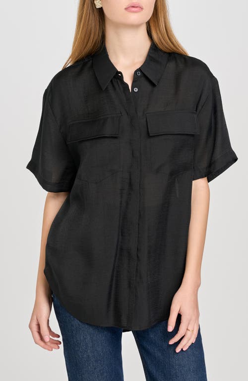 Wayf Daria Short Sleeve Button-up Shirt In Black