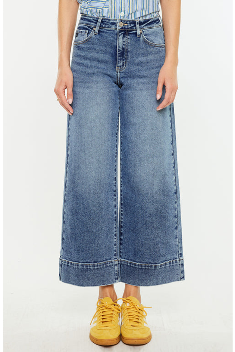Nessa High Rise Crop Wide Leg Jeans, Main, color, Dark Wash