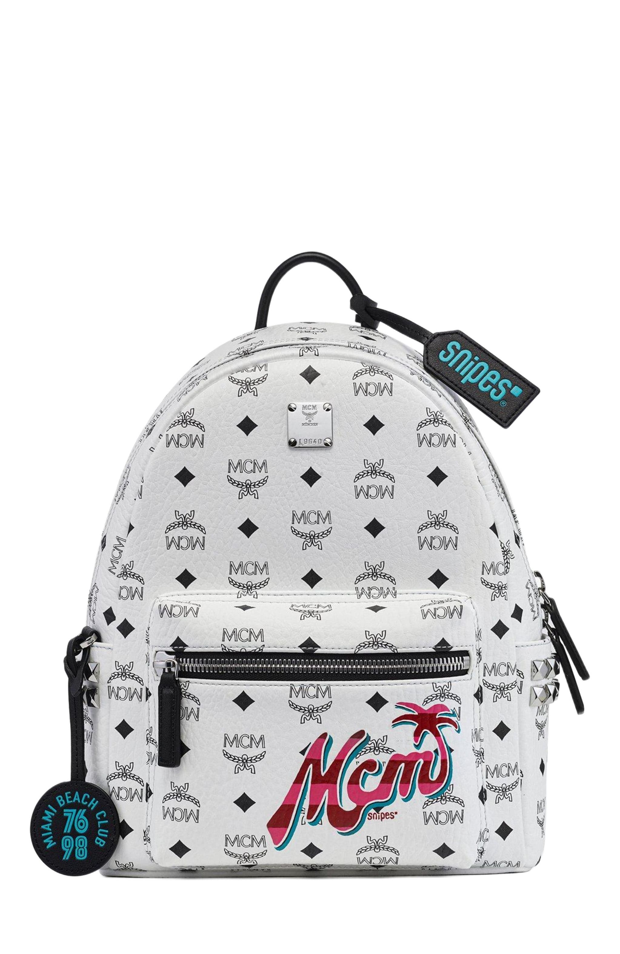 MCM Small MCM x SNIPES Stark Side Studs Backpack in Visetos, Main, color, 