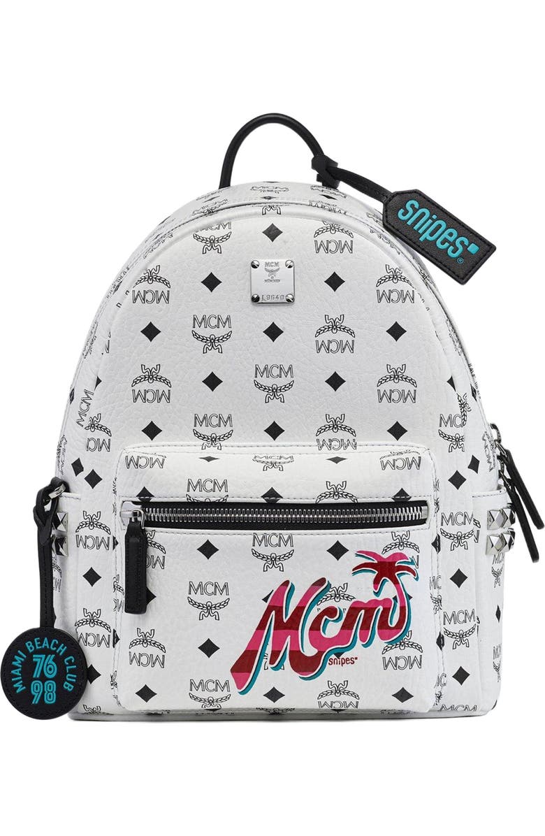 MCM Small MCM x SNIPES Stark Side Studs Backpack in Visetos, Main, color,