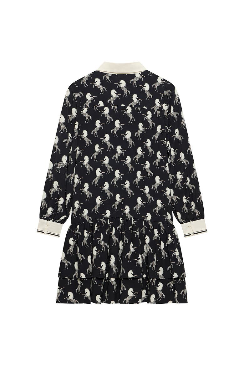 Horse Print Mini Shirt Dress, Alternate, color, Black