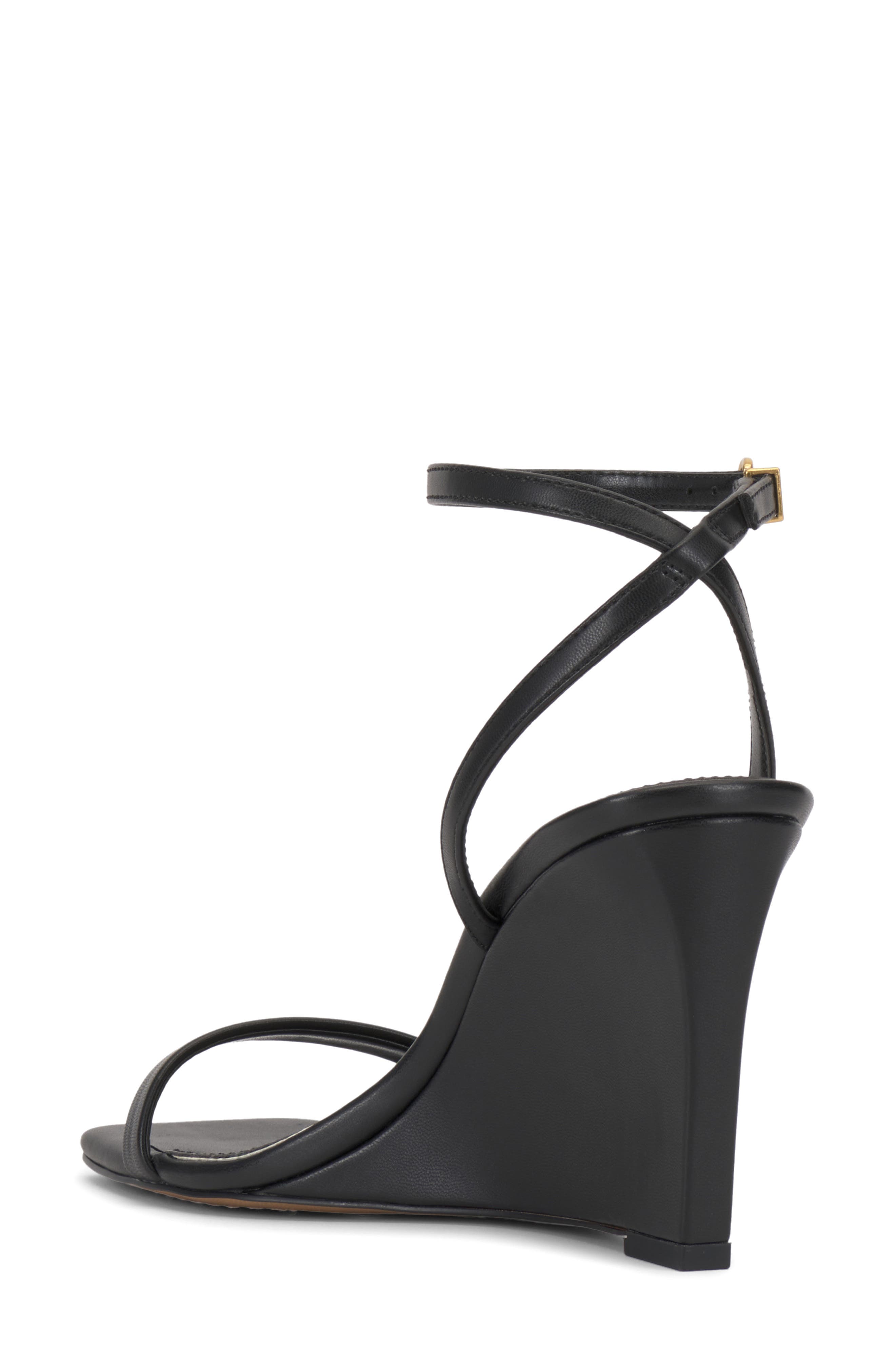 Vince Camuto Ambee Ankle Strap Wedge Sandal, Alternate, color, Black