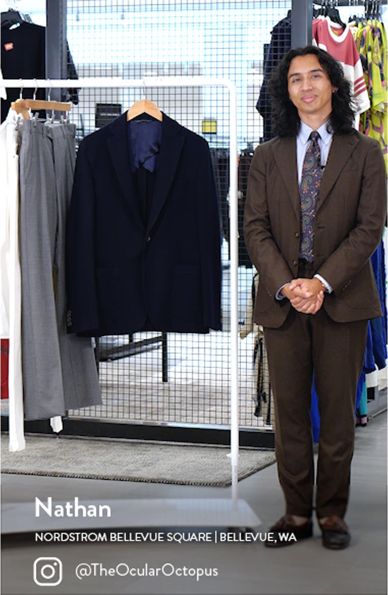 Queens Solid Navy Wool & Cotton Knit Sport Coat, sales video thumbnail