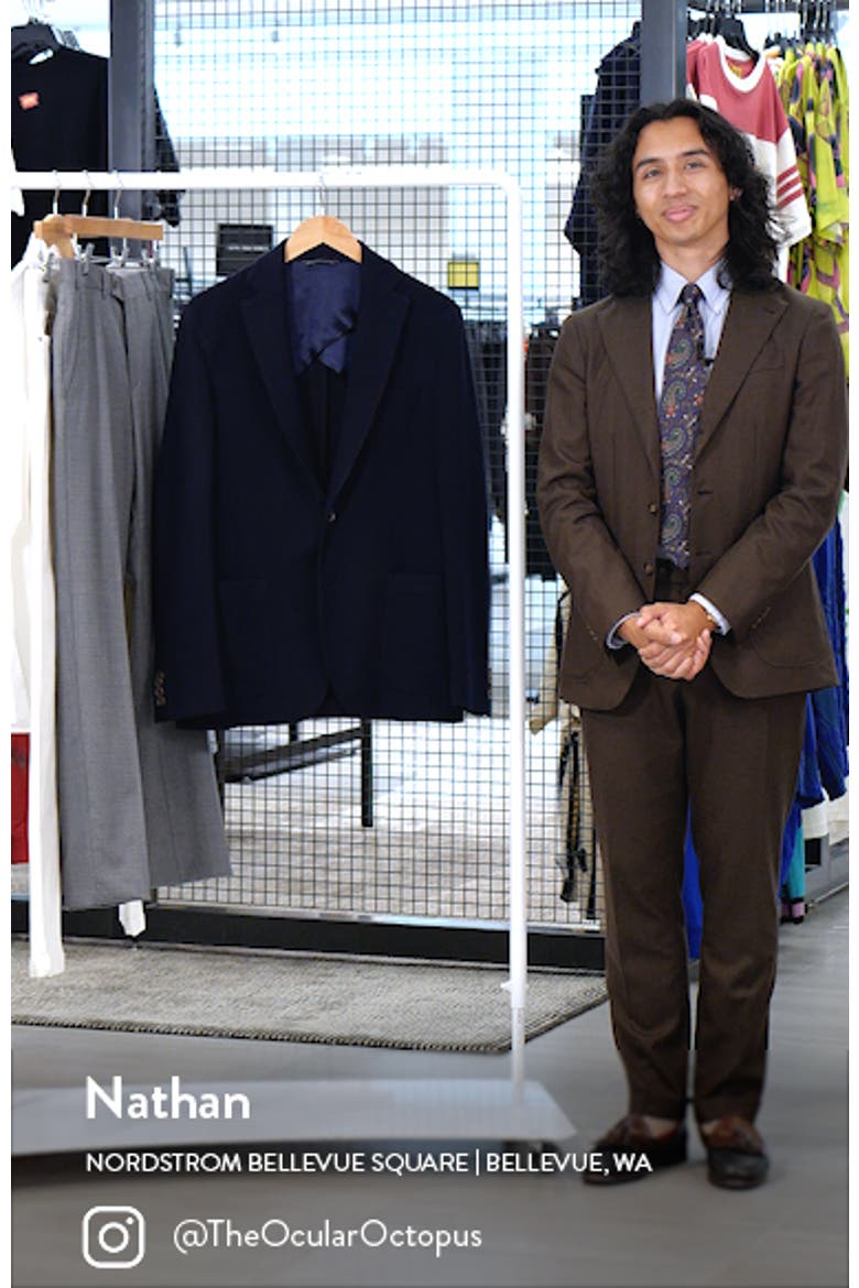 Queens Solid Navy Wool & Cotton Knit Sport Coat video