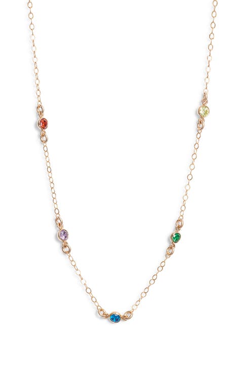 Multibirthstone Station Necklace