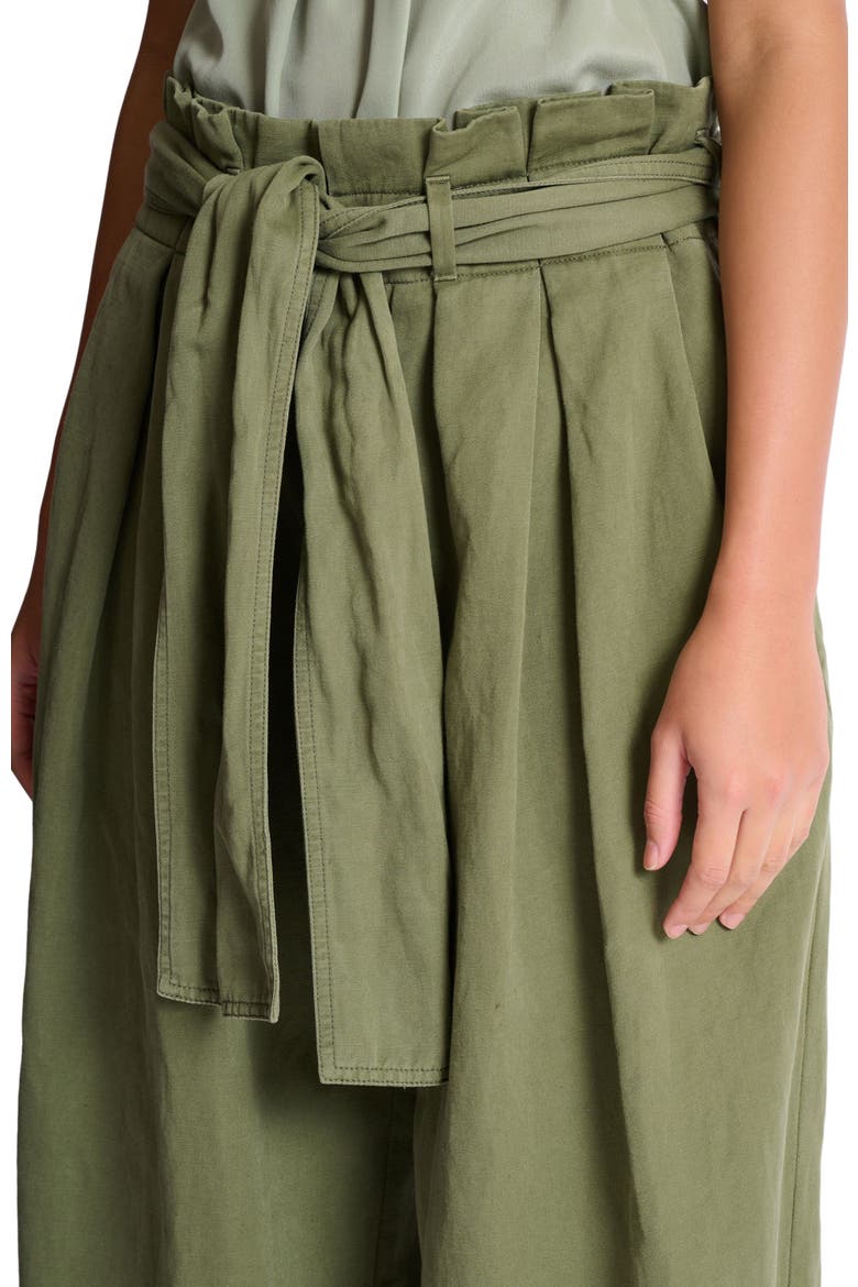 Twill high-waisted trousers, Alternate, color, green