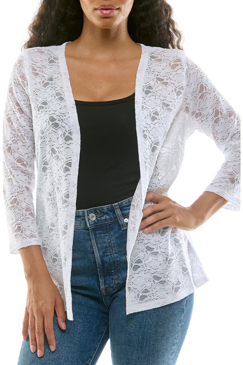Lace Three-Quarter Sleeve Bolero, Main, color, WHITE