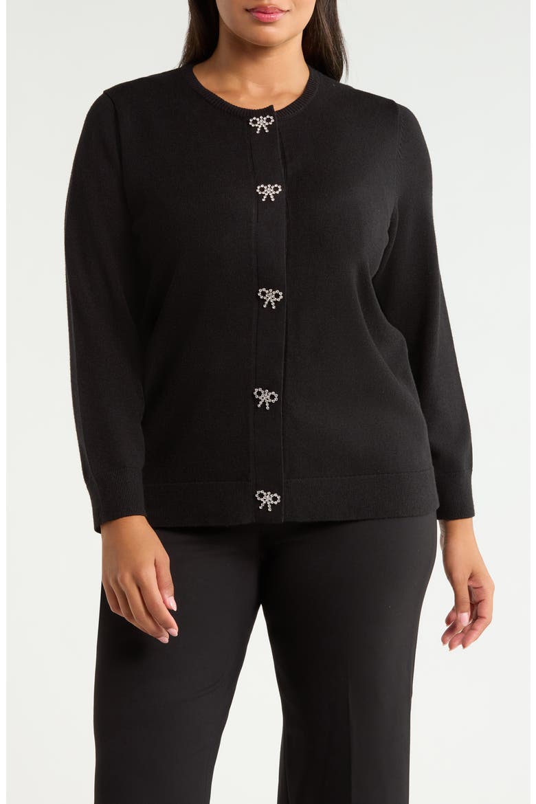 Embellished Bow Cardigan, Main, color, ANNE BLACK