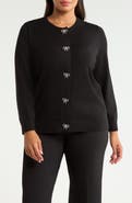 AK ANNE KLEIN Embellished Bow Cardigan