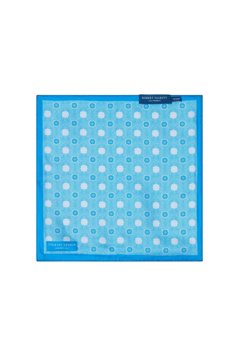 York Geo Herringbone Pocket Square, Alternate, color, Blue