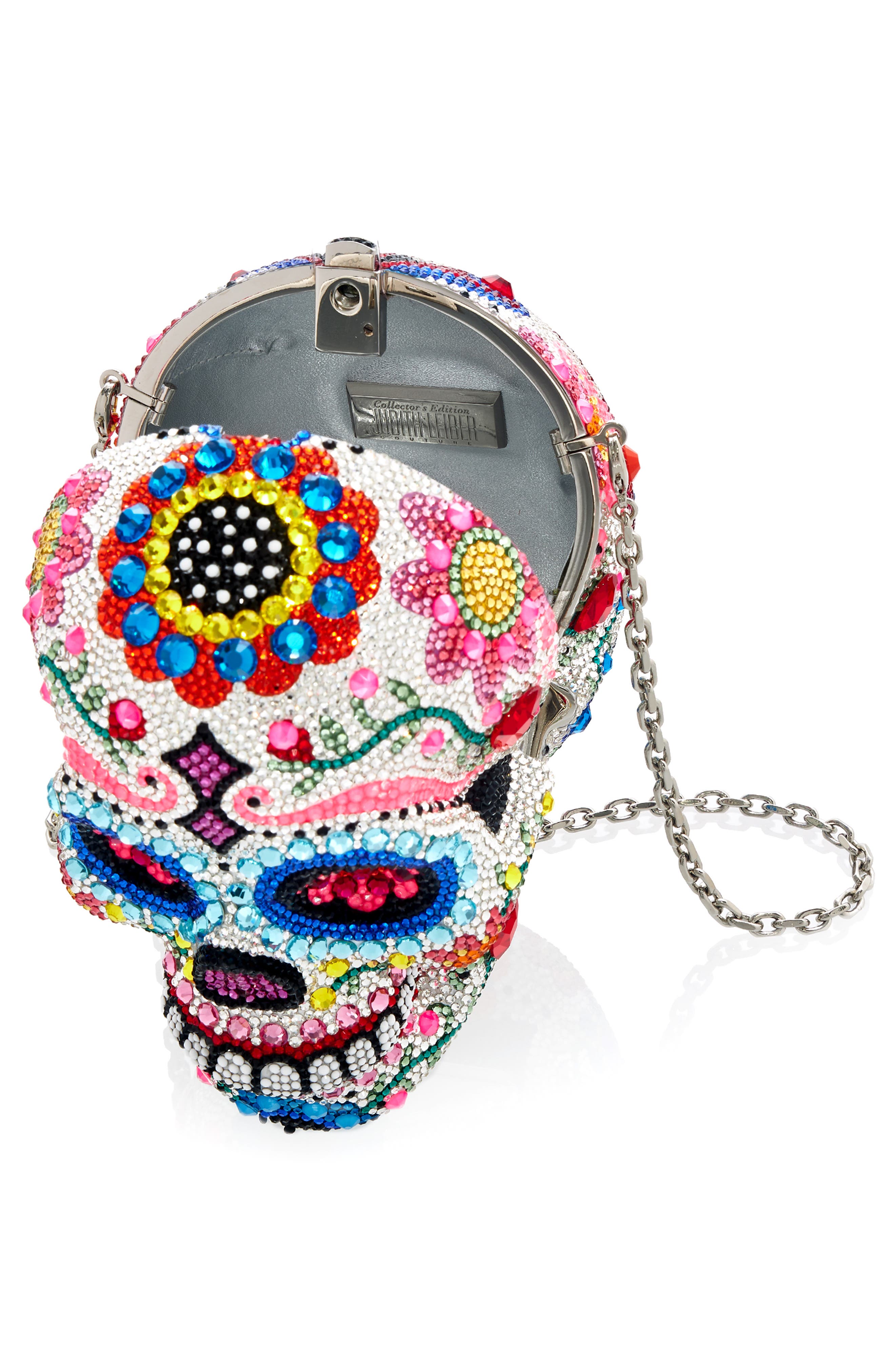JUDITH LEIBER COUTURE Calavera Sugar Skull Crystal Clutch, Alternate, color, 