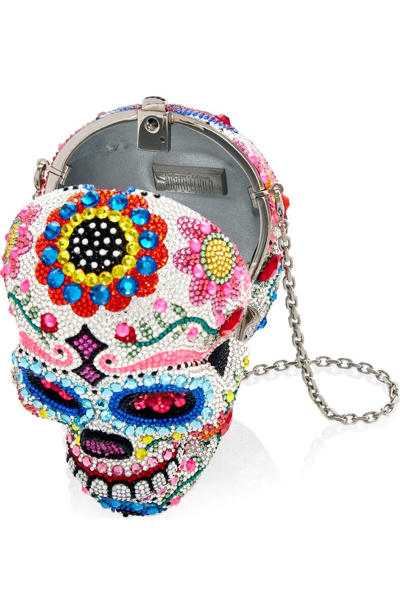JUDITH LEIBER COUTURE Calavera Sugar Skull Crystal Clutch, Alternate, color,