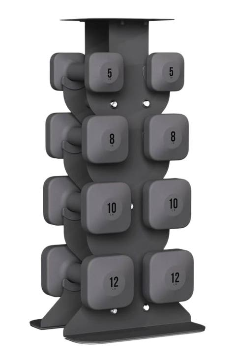SafeGrip Dumbbells Medium Set with Dark Rack - 5, 8, 10, 12 lbs