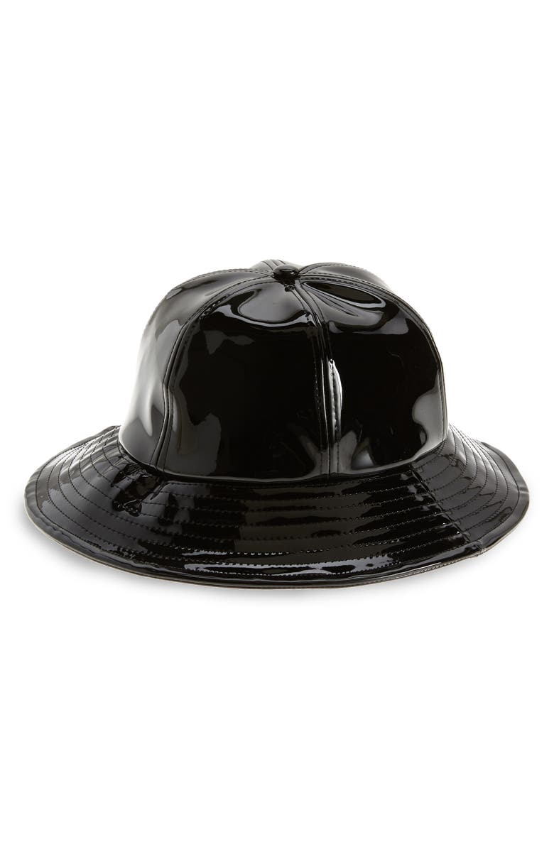 The Accessory Collective Accessory Collective Faux Patent Rain Bucket Hat, Main, color, 