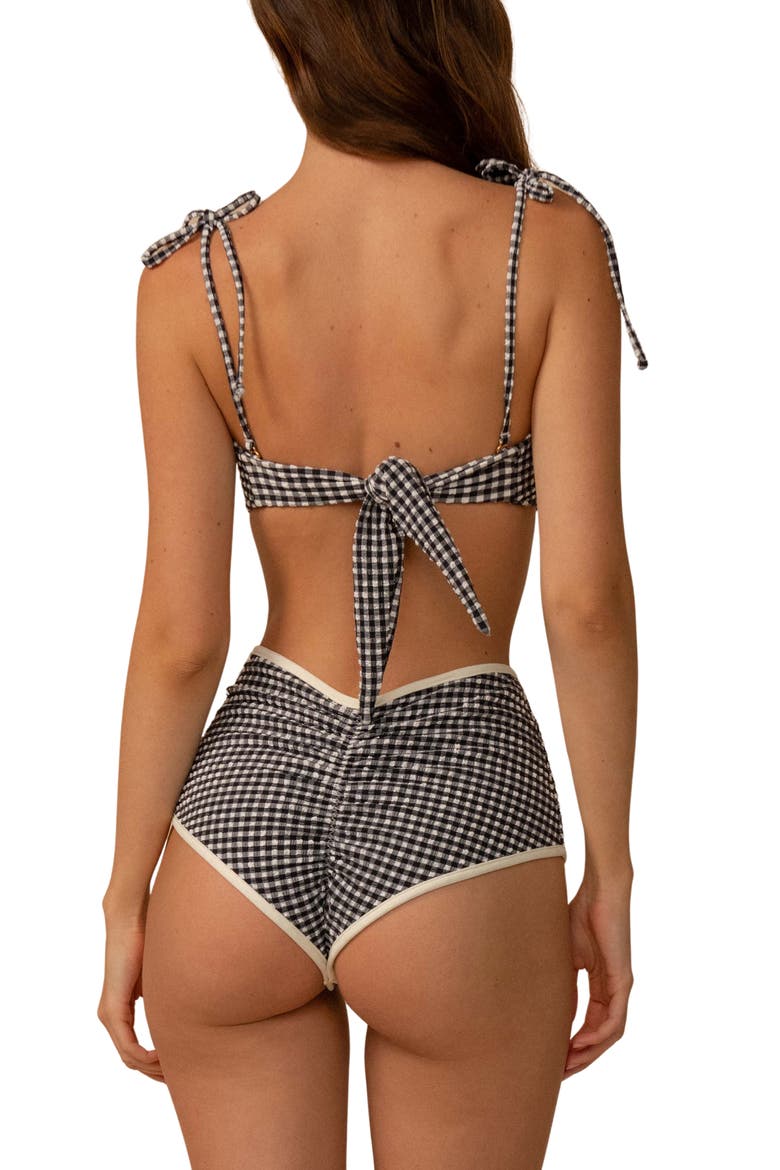 Gingham High Waist Bikini Bottoms, Alternate, color, BLACK/ WHITE GINGHAM