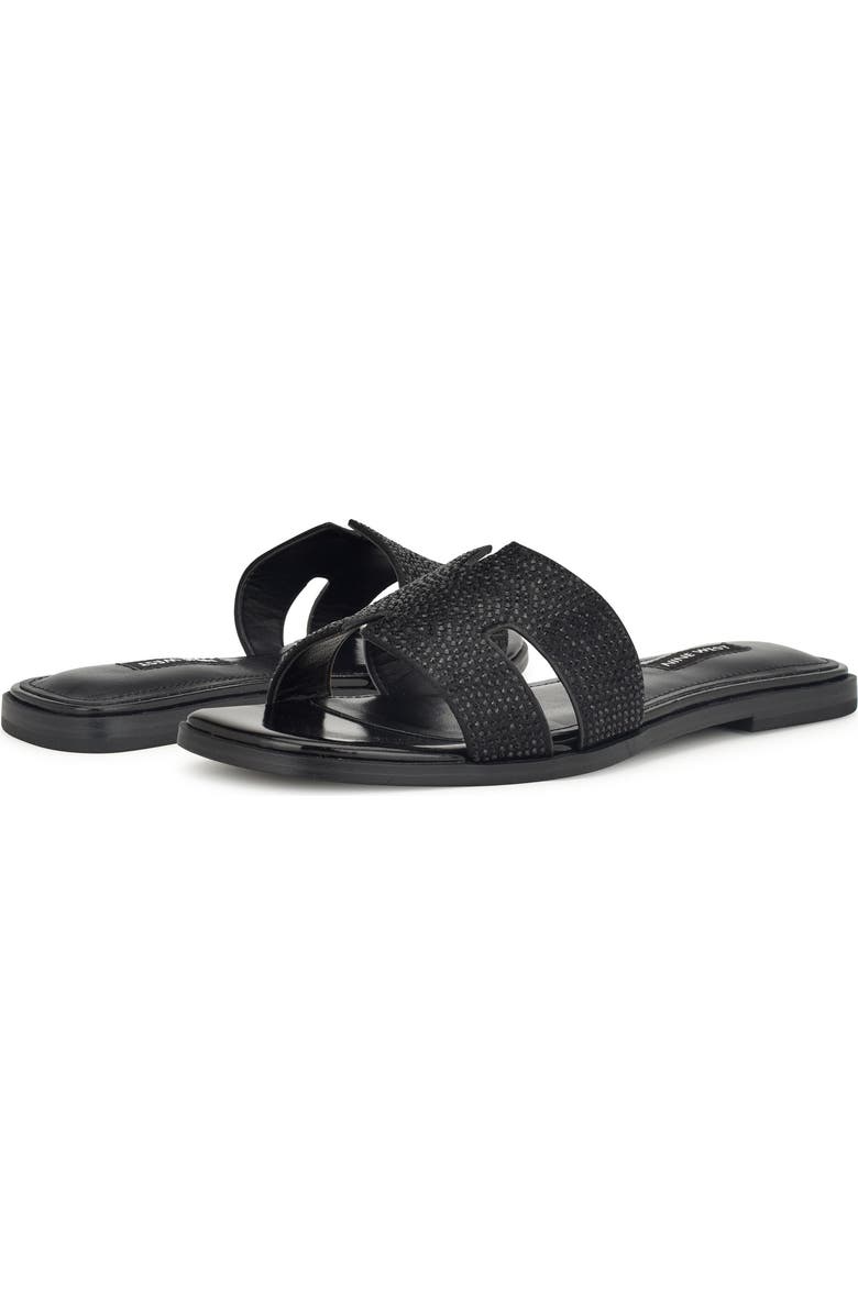 Nine West Giselle Flat Sandal, Alternate, color, Black