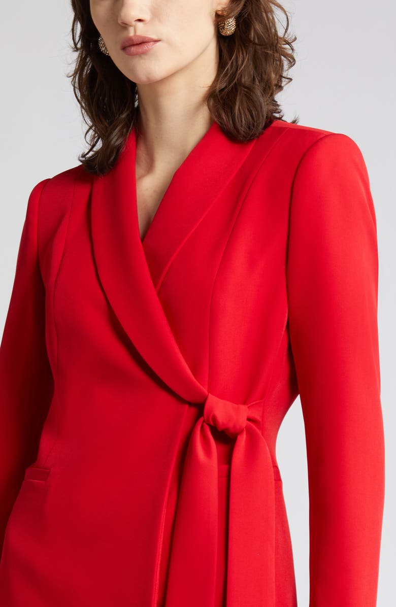 Tahari ASL Side Tie Long Sleeve Wrap Coat Dress, Alternate, color, Lipstick