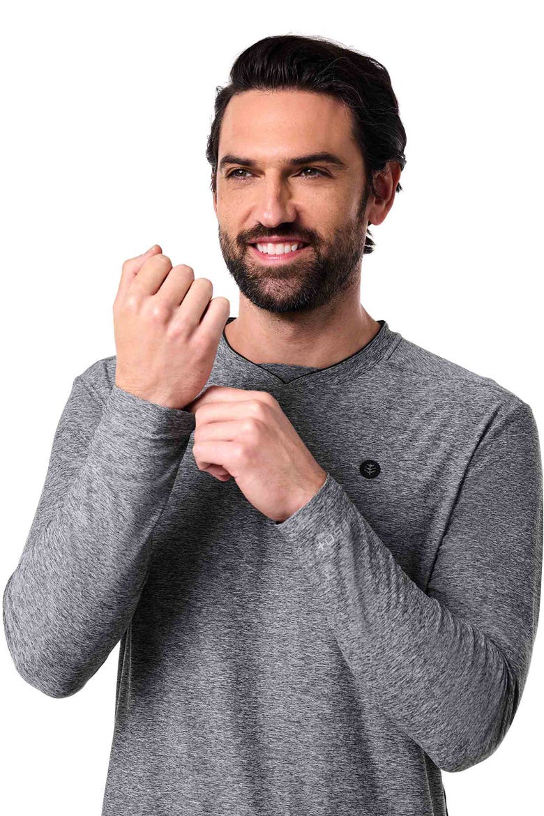 Men's Tiebreaker Long Sleeve Tennis T-Shirt, UPF 50+ Sun Protection, Alternate, color, Charcoal Heather