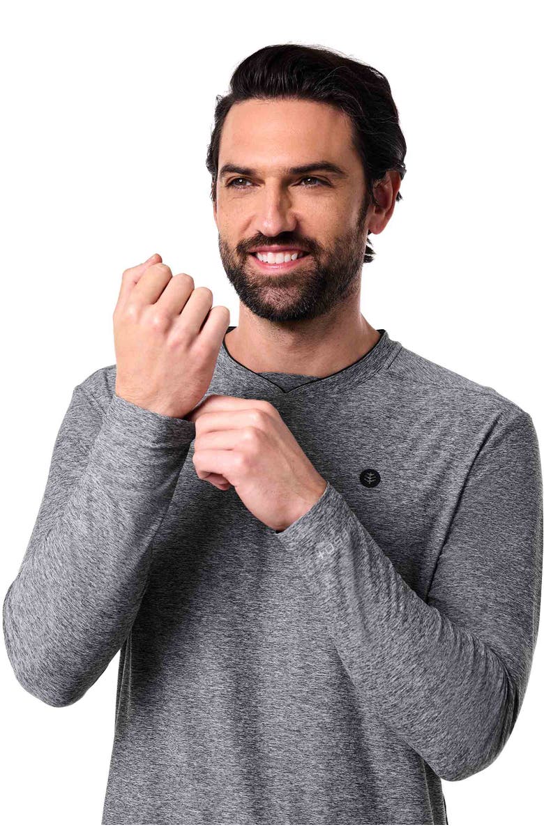 Coolibar Men's Long Sleeve Tennis T-Shirt - UPF 50+ Sun Protection - Tiebreaker, Alternate, color, Charcoal Heather