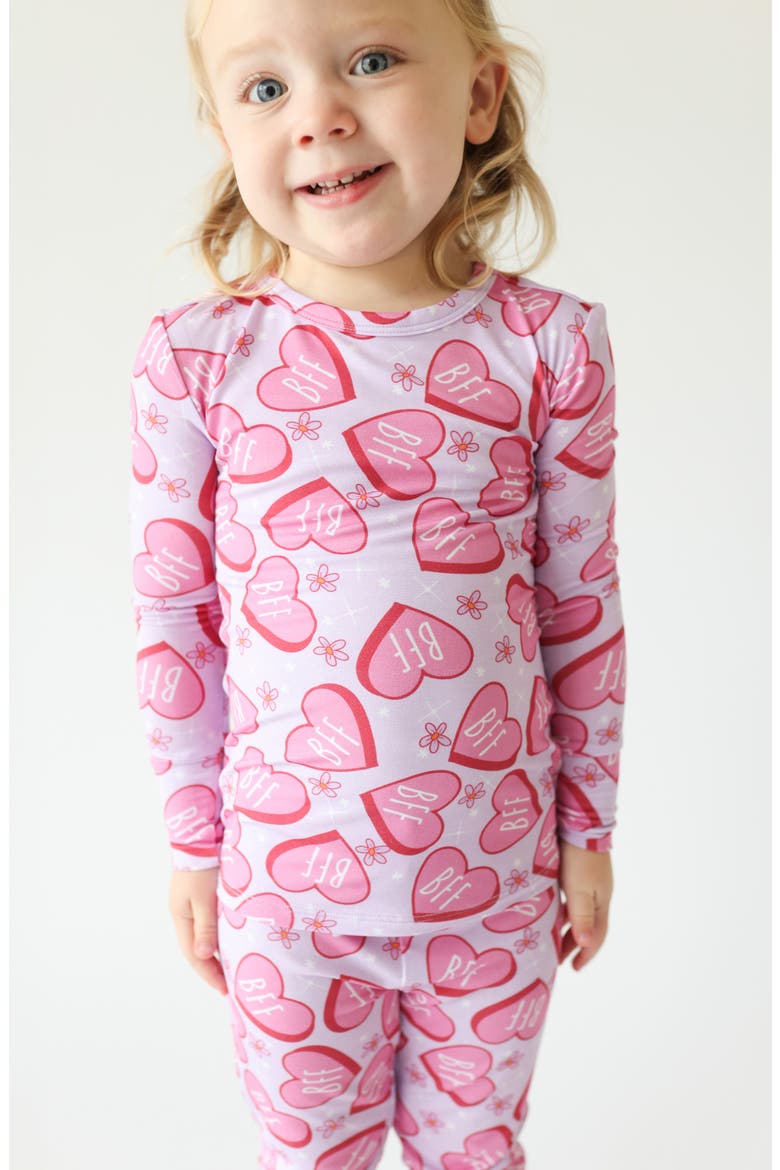 Kids' Besties Fitted Two-Piece Pajamas, Alternate, color, PURPLE