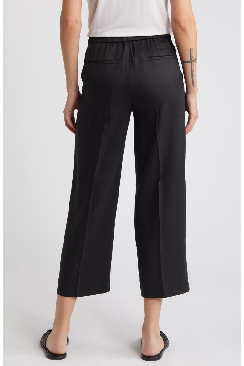 Pull-On Linen Blend Wide Leg Pants, Alternate, color, BLACK