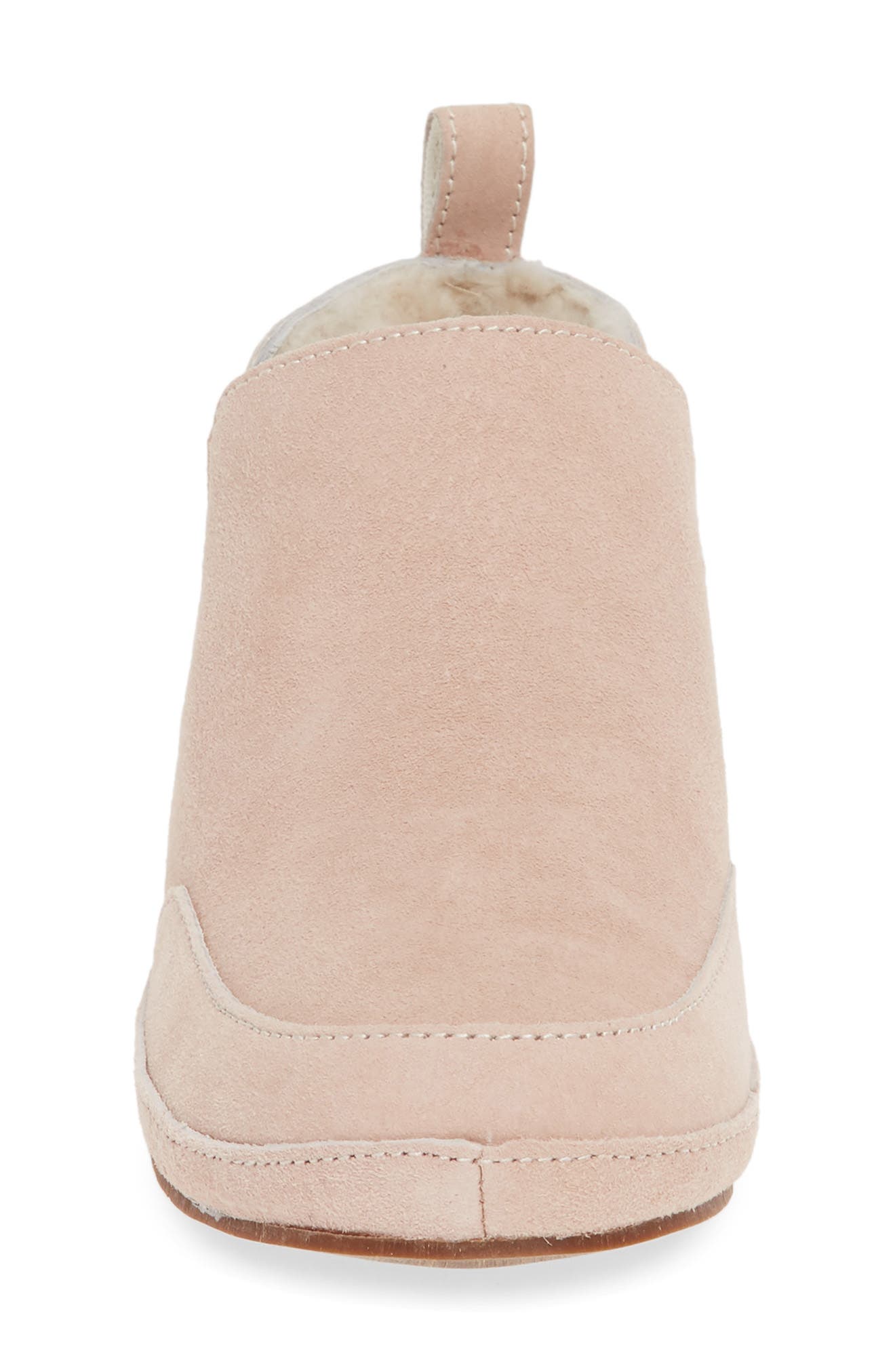 Olani Genuine Shearling Slipper, Alternate, color, CORAL ROSE LEATHER