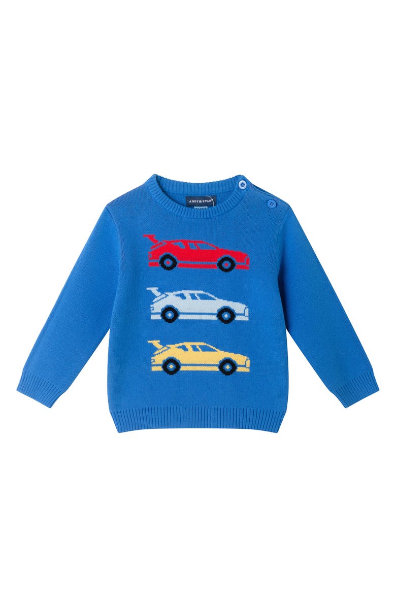 Andy & Evan Racecar Sweater & Joggers Set, Alternate, color, Blue