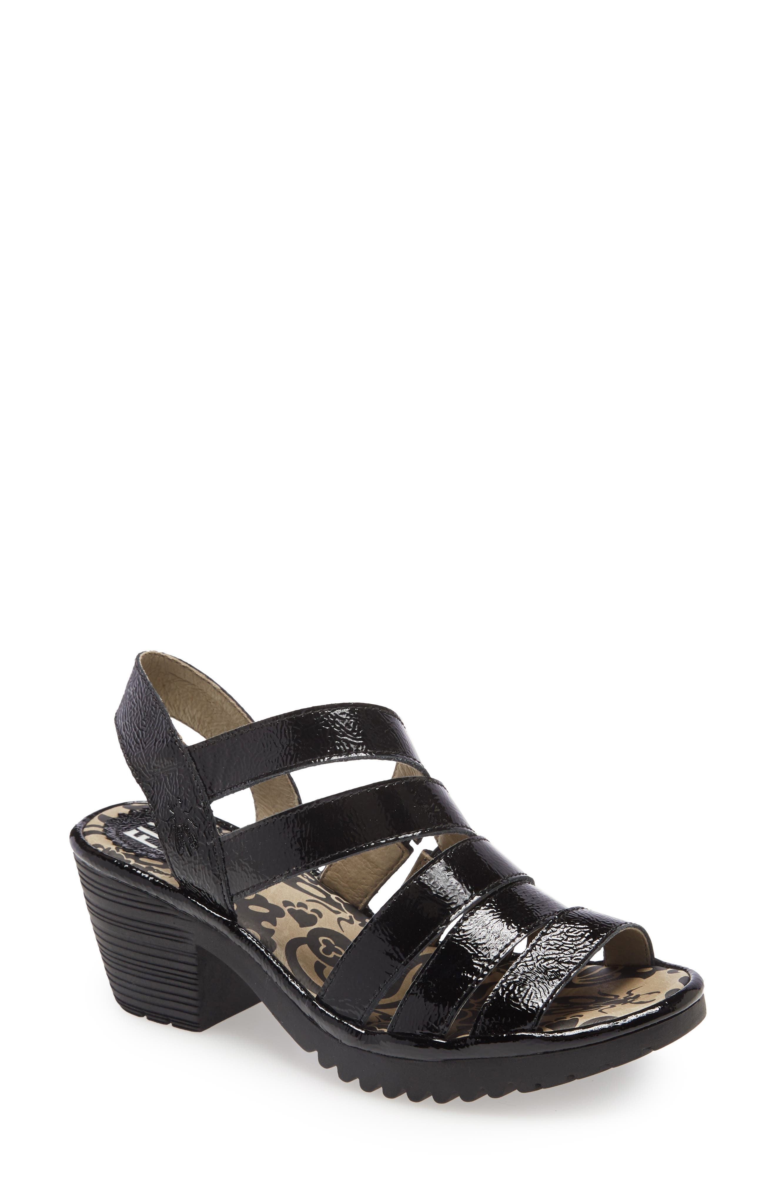 Woze Sandal, Main, color, BLACK LUXOR LEATHER