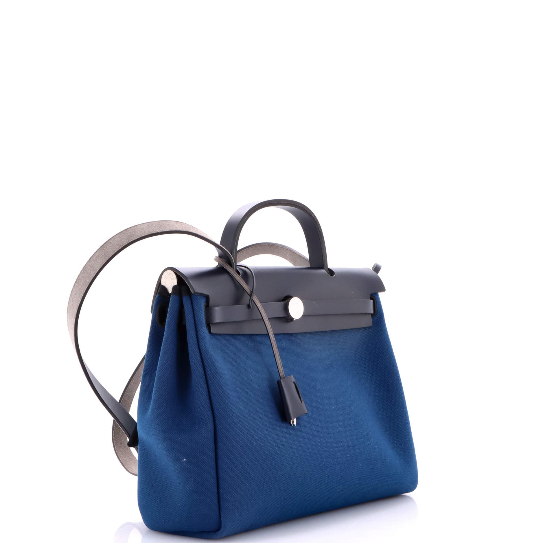 Pre-Owned Hermes Herbag Zip Leather and Toile 31, Alternate, color, Bleu Outremer