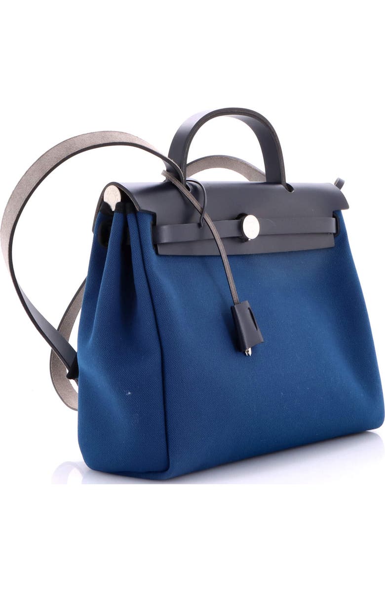 Pre-Owned Hermes Herbag Zip Leather and Toile 31, Alternate, color, Bleu Outremer