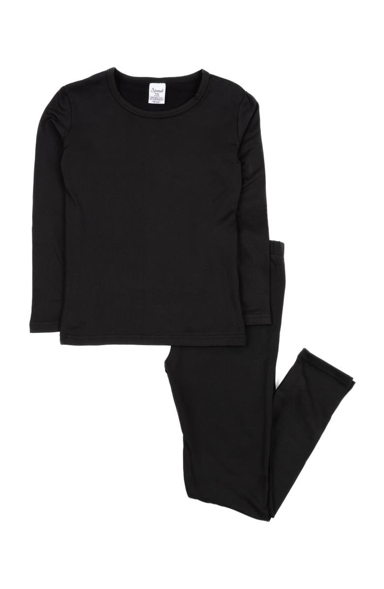 Leveret Kids Solid Thermal Pajamas, Main, color, Black