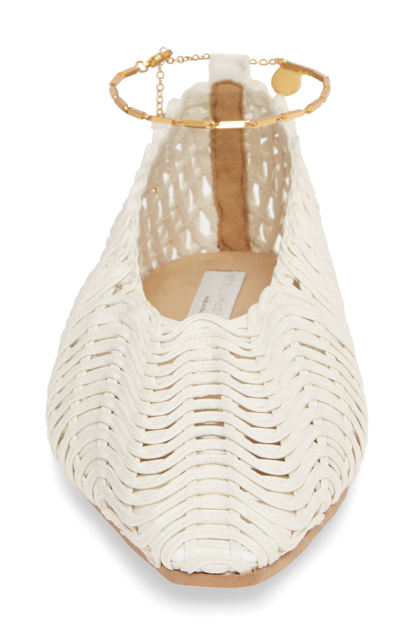 Stella McCartney Wicker Ballet Flat with Ankle Bracelet, Alternate, color, 