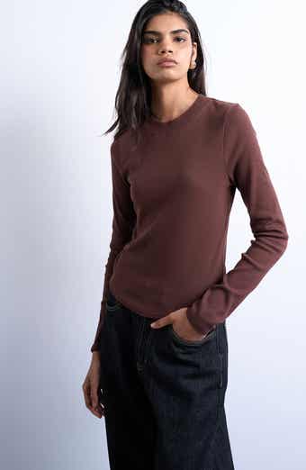 Long Sleeve Curve Hem Rib Top