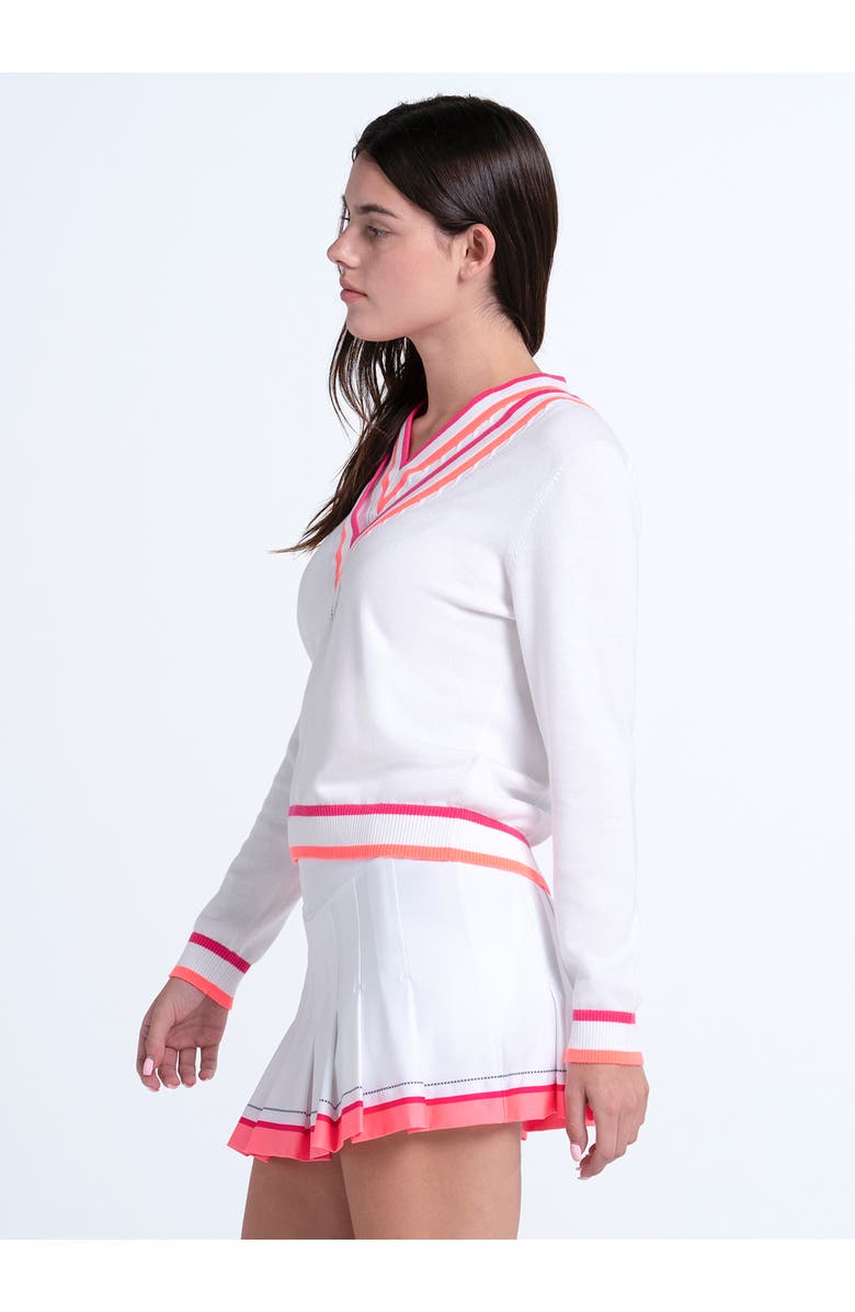 Lucky in Love Victory V-Neck Sweater, Alternate, color, White/Pink