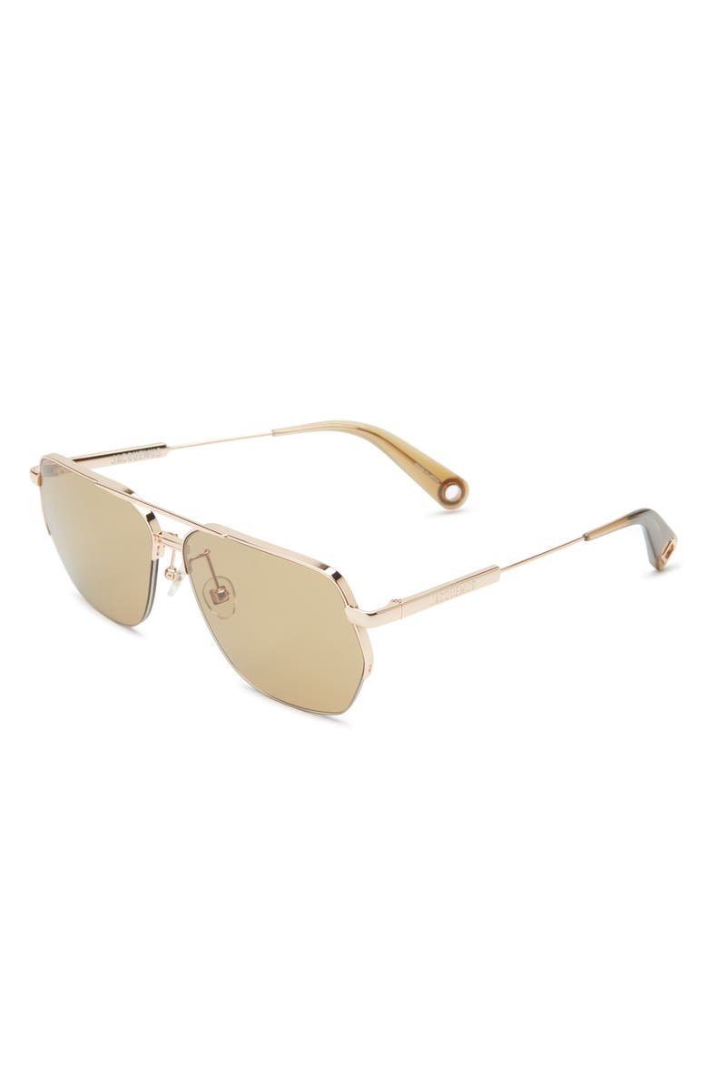 Jacquemus The Aviador Sunglasses, Alternate, color, Light Gold/ Brown/ Khaki