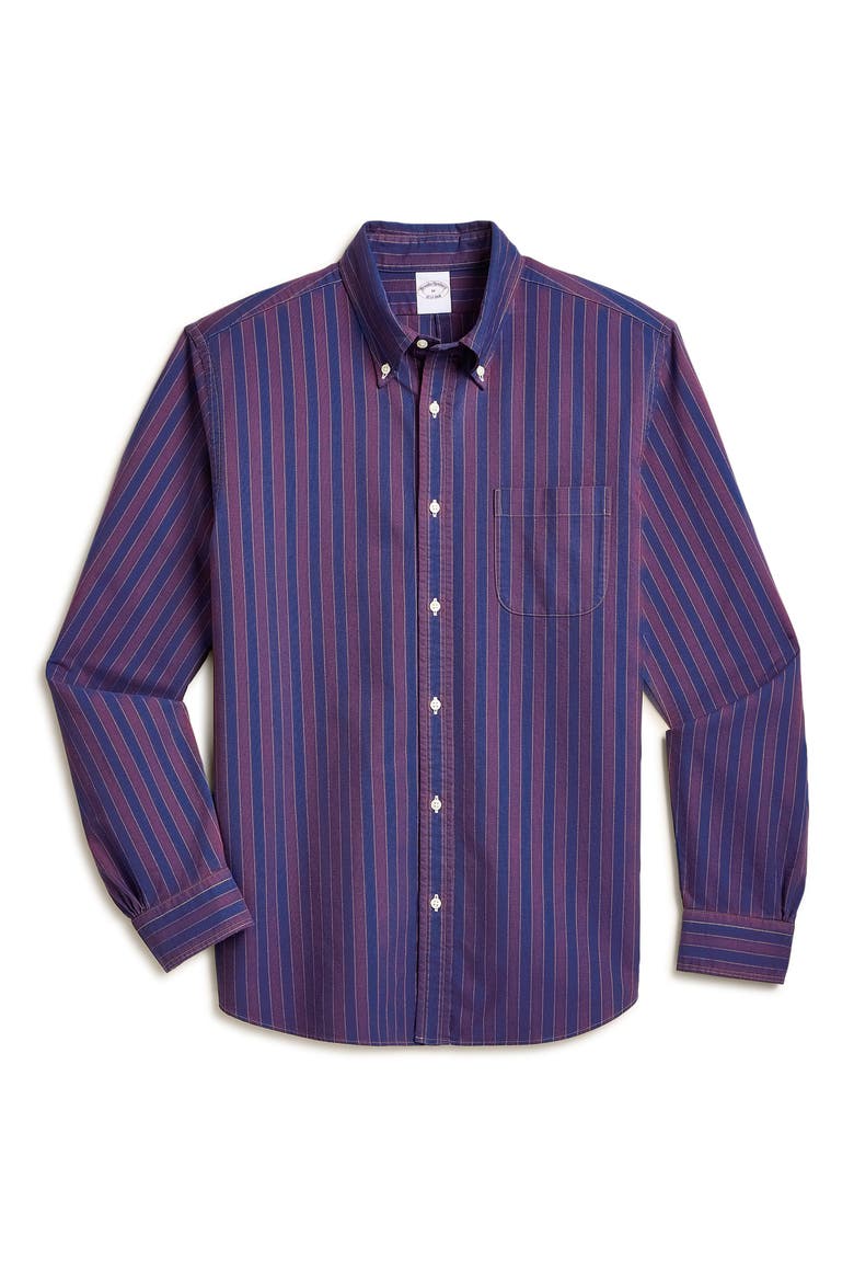 Friday Stripe Cotton Oxford Cloth Button-Down Shirt, Alternate, color, BURGUNDY STRIPE