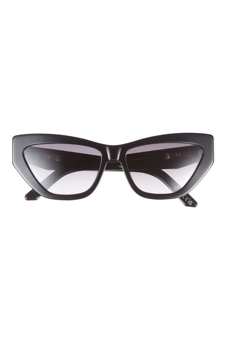 CDior B6I 56mm Gradient Cat Eye Sunglasses, Main, color, SHINY BLACK / GRADIENT SMOKE