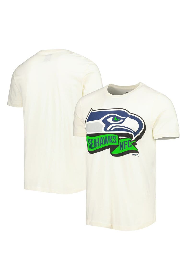 Men's New Era Cream Seattle Seahawks Sideline Chrome T-Shirt, Main, color, Cream