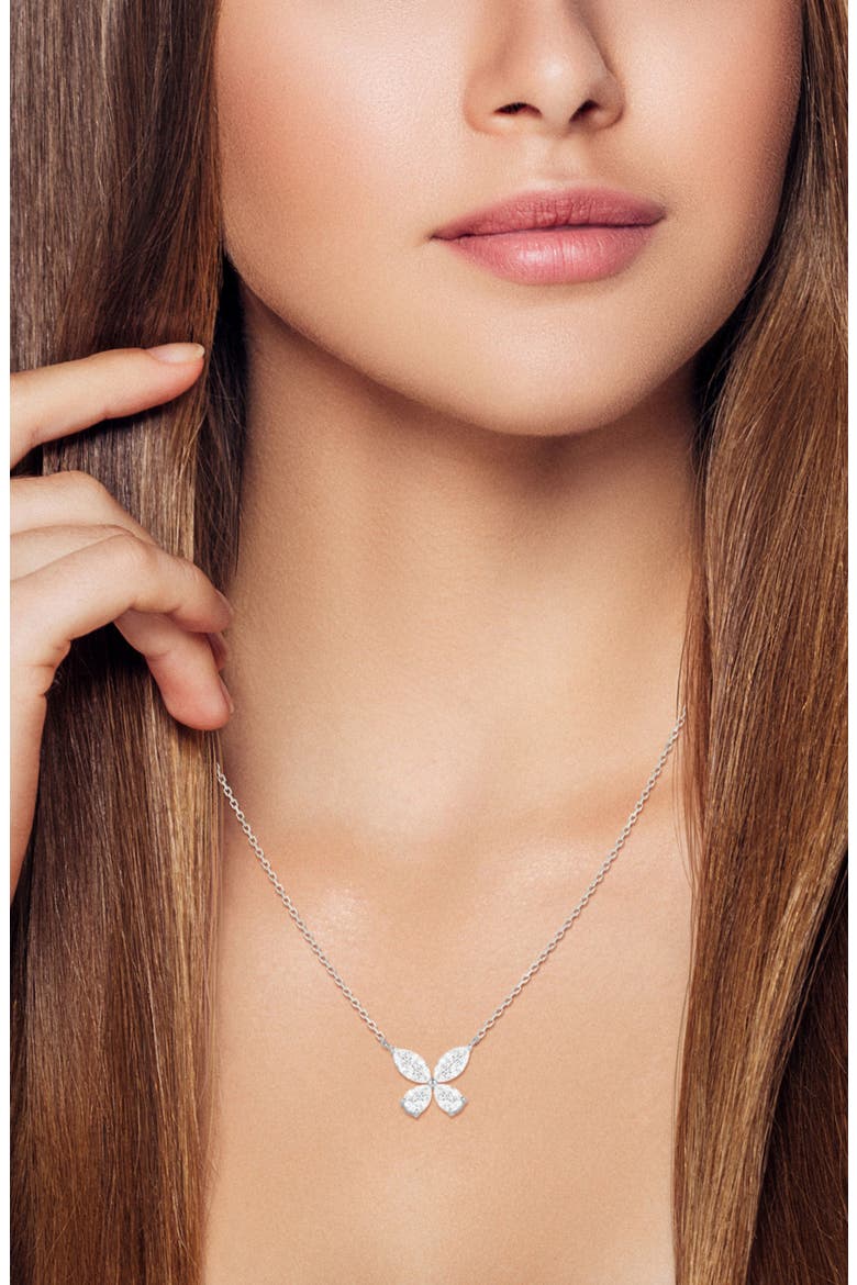 Moissanite Butterfly Pendant Necklace, Alternate, color, GOLD