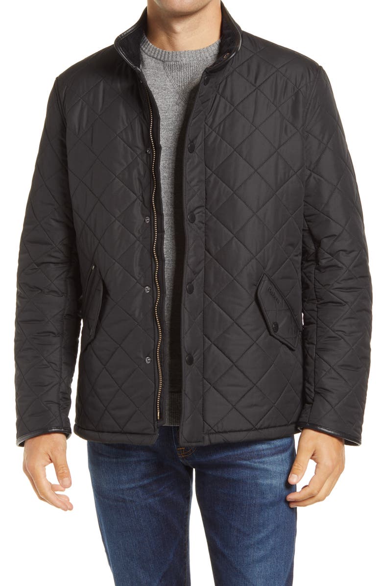Barbour Powell Diamond Quilted Jacket, Main, color, Black