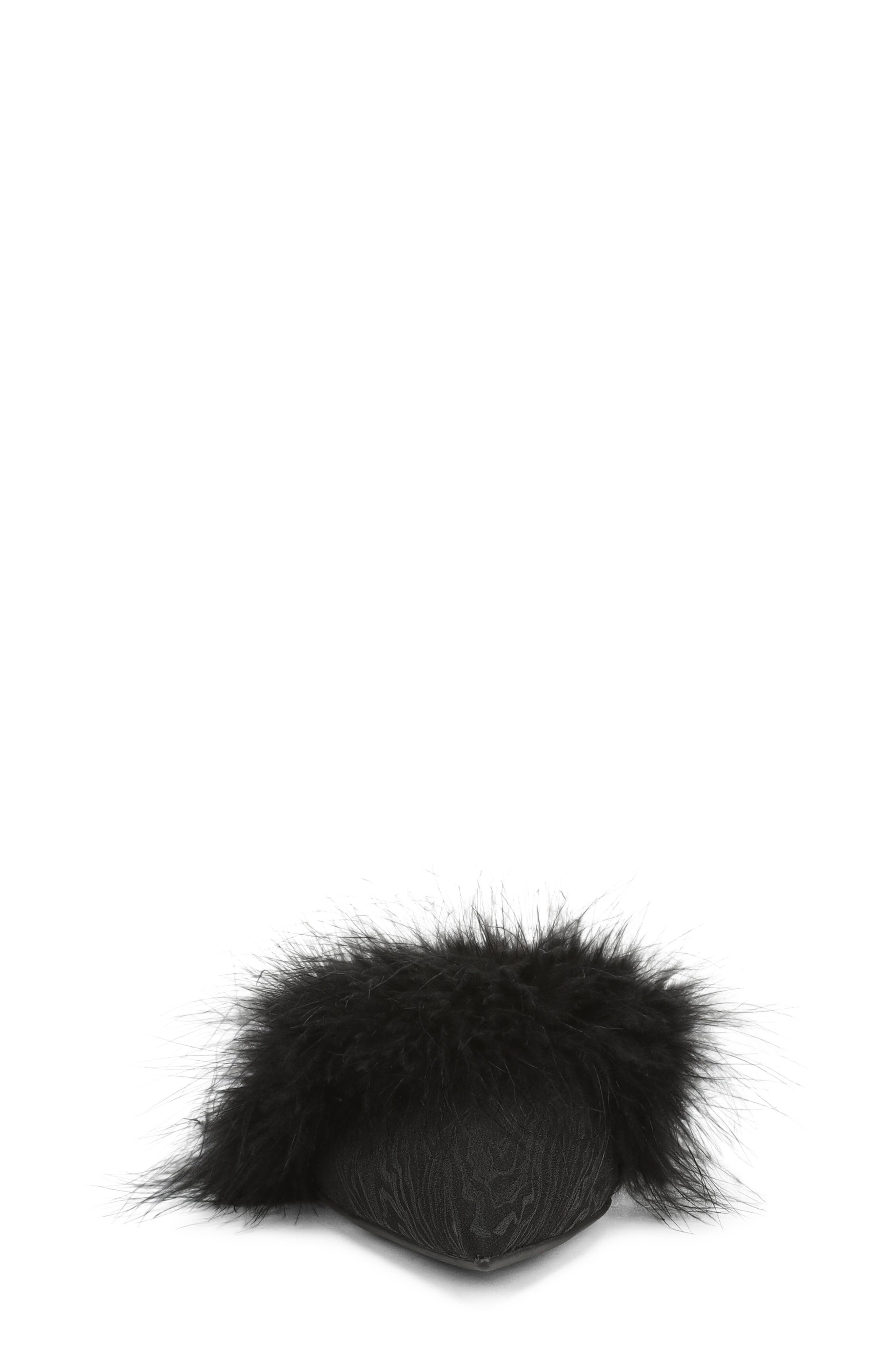 Gemma Fluff Mule, Alternate, color, BLACK
