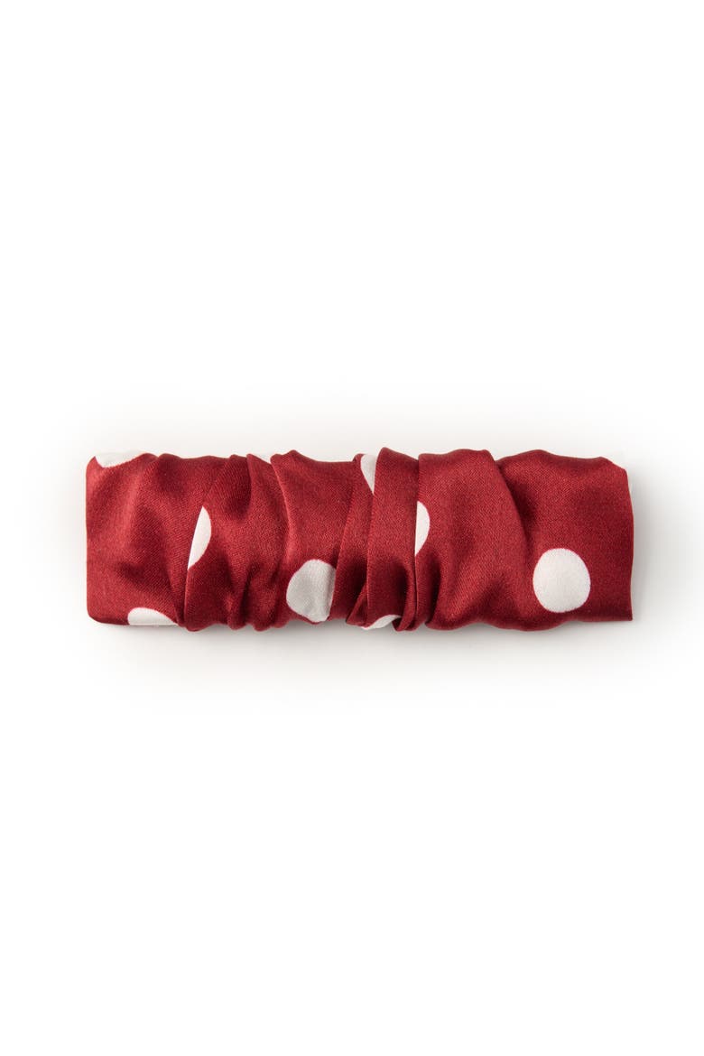 Polka Dot Silk Hair Barrette Clip, Main, color, Red