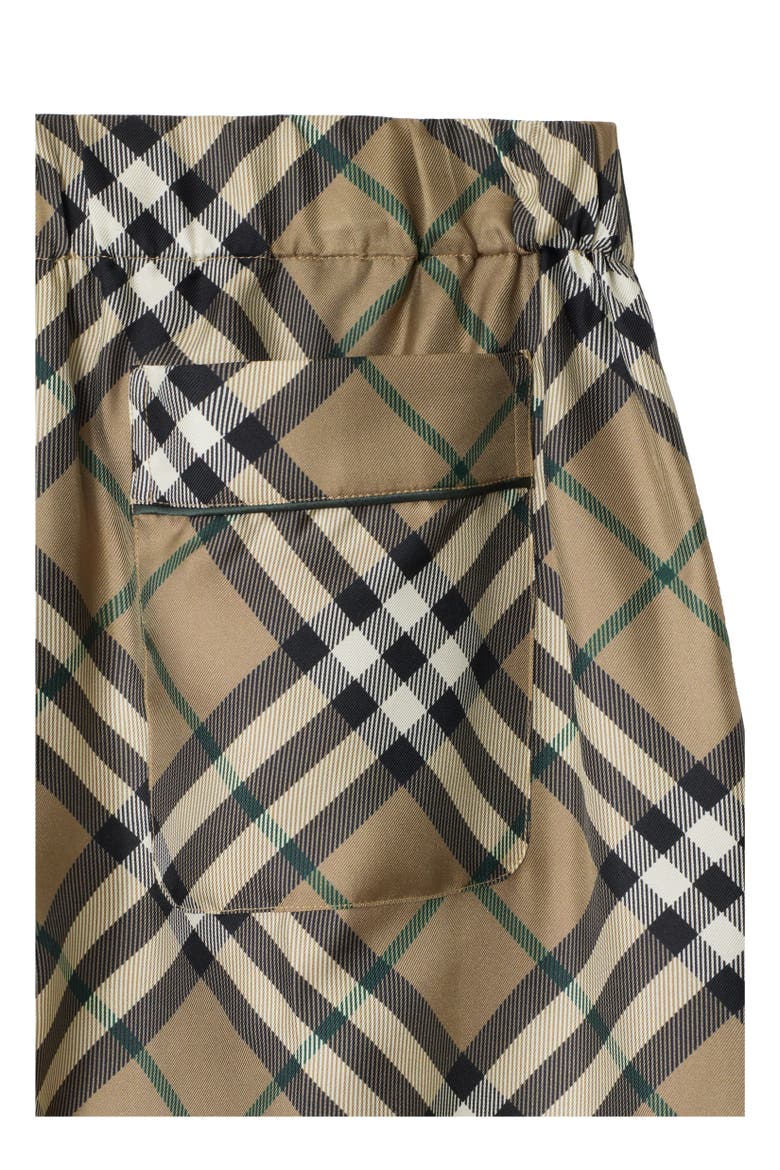 Check Silk Pyjama Trousers, Alternate, color, Linden beige