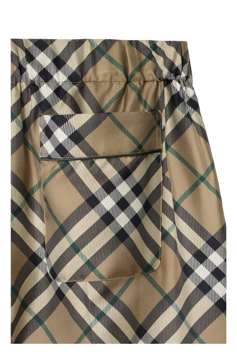 Burberry Check Silk Pyjama Trousers, Alternate, color, Linden Beige