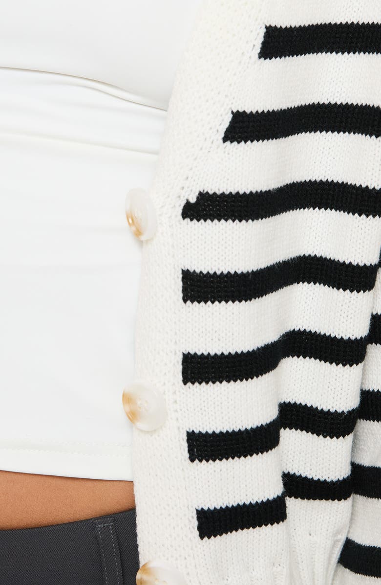 Princess Polly Karlson Stripe Cardigan, Alternate, color, Cream/ Black