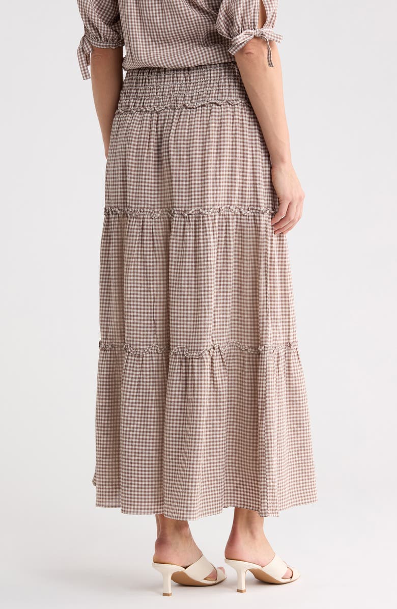 MAX STUDIO Gingham Tiered Skirt, Alternate, color, Taupe/ Cream