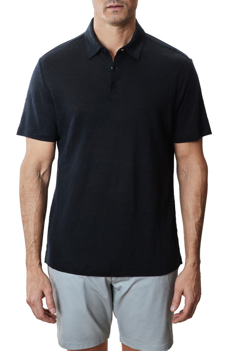 Robert Barakett Boyce Linen Polo, Main, color, Black
